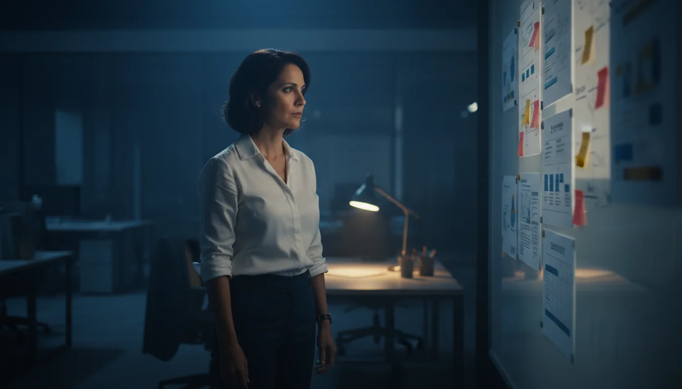 A late-night moment of clarity and resolve.