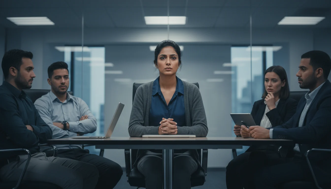 Everyone waits for her decision-the bottleneck forming in real time.